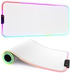 ITNRSIIET RGB Gaming Mouse Pad, Full Desk XL Extended Large Gaming Mousepad, 12 Lighting Modes, 30% Thicker, Big LED Desk Mat for Keyboard Computer Men Gamers Esport Pros, 32" x 12", White