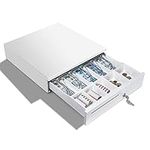 MUNBYN White Cash Register Drawer Box, 16" Wide for POS System Removable Coin Tray 5 Bill/5 Coin Money Lock Storage with Removable Tray, RJ11/RJ12 Interface Works Compatible Eposn POS Printer Cash Box