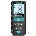 Laser Distance Meter 50M/165ft, RockSeed IP54 Laser Measure with 2 Bubble Levels,Portable Laser Rangefinder Digital Distance Meter with 4 Line LCD Display and Bigger Clear Backlight