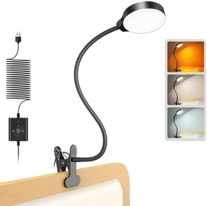 Glocusent 5W Clip on Light, 36 LED Reading Light for Bed, Eye Caring Bed Reading Lamp, 3 Colors & 5 Brightness Levels, Bed Lamp for Headboard, Perfect for Reading, Working & Studying