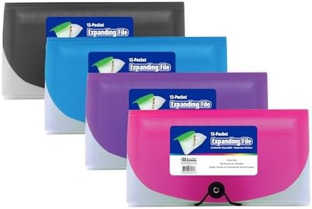 BAZIC Products Expanding File Folder 13 Pockets, Coupon Size Plastic File Folders w/Color Tabs Pocket, Home Office Supplies, Check Bills Receipts Organizer, 72-Packs