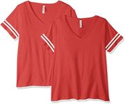 AquaGuard Women's Plus Size Curvy Football Premium Jersey T-Shirt-2 Pack, VN RED/Blue White, 14-16