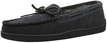 Minnetonka Men's Pile Lined Hardsole Slipper, Charcoal, 13 Wide
