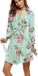 HOTOUCH Women Lightweight Robe Short Knit Summer Bathrobe Soft Sleep Robes Ladies Loungewear XL Blue Floral