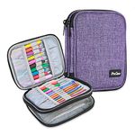 ProCase Crochet Hook Case Organiser (Empty), Knitting Needle Bag with Web Pockets, Travel Carry Pouch for Crochet Hooks Knitting Needles Tool Accessories, Up to 6.5 Inches -Purple