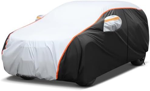 10 Capas Funda Coche Exterior Impermeable Funda Coche para MPV con Cremallera, Forro de Algodón, Anti-UV Resistente a la Lluvia, Nieve, Viento, Polvo y Rasguño Al Aire Libre 450 * 183 * 150cm