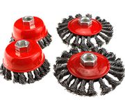 4pc Twist Knot Semi Flat Wire Wheel Cup Brush Set Kit for 115mm Angle Grinder