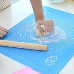 EVERCOZY Silicon Fondant Rolling Mat with Measurements Stretchable for Kitchen Roti Chapati Cake Cooking Dough Kneading Food-Grade Silicone Baking Mat (Random Colour, 50cm x 40cm)