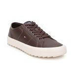 Tommy Hilfiger Leather Solid Brown Men Flat Sneakers (F23HMFW116) Size- 44