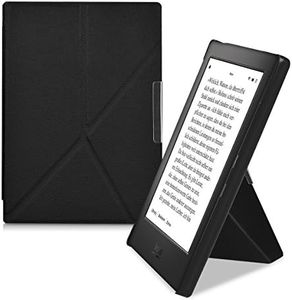 kwmobile Origami Case Compatible with Kobo Aura H2O Edition 1 Case - Slim PU Leather Cover with Stand - Black