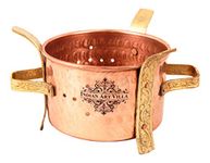 Indian Art Villa Pure Copper Angithi/Sigdi with Brass Handles & Stand, Food Warmer for Home, Hotel & Restaurant, Width- 3.9 inches