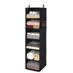 GRANNY SAYS 6-Shelf Hanging Closet Organizer, Closet Hanging Shelves with Side Pocket, Foldable Clothes Organizer for RV Camper, College Dorm, Wardrobe Closet Organizers and Storage, Black