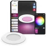Philips Hue Slim Downlight, Recessed LED Ceiling Light, 800 lm, 4-inch, Canless Design, Full-Spectrum Daylight 1000 K-20000 K, Ultra-Low Dimming, Precise Color, Smart Lighting, White, 1 Pack ​