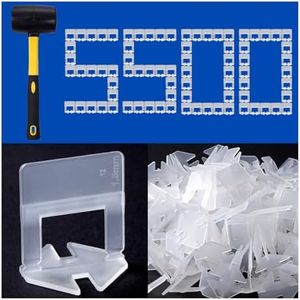 Tile Leveling System Clips Tiles Leveler Spacers Tile Clips 1/16 inch Tile Spacer 5500 Piece and 16 oz Rubber Mallet Hammer .Tile Tools Set for Professional Ceramic and Stone Installation