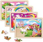 SYNARRY Large Unicorn Princess Fairy Wooden Puzzles for Girls Gift Box(12.2*9.4 in) - FSC Certified, 24 Pcs Puzzles for Kids Ages 4-6, Puzzles for Toddlers 2-4, Unicorn Toys Gifts for 3 4 5 Year Old