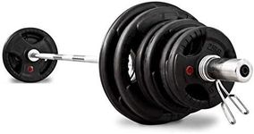 HCE 115KG Adjustable Rubber Coated Olympic Barbell Set - Pro-Grade Bars and OLY Weight Plates - Home Gym Equipment for Powerful Body, Workout, CrossFit, MMA, Fitness, Sport, Bodybuilding, and Weightlifting