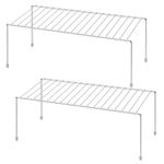 Kitchen Cupboard Shelf Wire Rack - 2 Pack Cabinet Shelf Storage Organiser for Kitchen Cupboard, Pantry, Counter-Tops, Fridge, Food and Utensils - Chrome