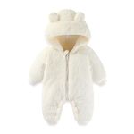 AiWMGL Baby Bear Onesie Outfit Suit Newborn Fleece Jumpsuit Romper Hooded Warm Winter Snowsuit Clothes Boy Girl 0-12 months (0-3 Months, White)