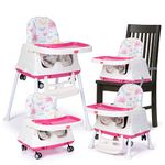 LuvLap High Chair for Baby/Kids, Toddler Feeding Booster Seat with Wheels, 3 Height adjustments, with Cushion, 6 Month to 3 Years, Portable (White)