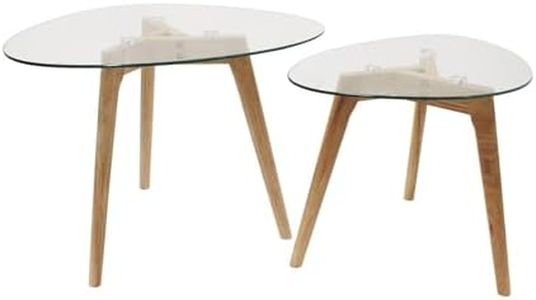 THE HOME DECO FACTORY CMHD3212 Set 2 mesas Nido Cristal, Madera, 60 x 45 x 43 cm