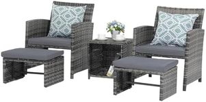 OC Orange-Casual 5-piece Patio Furniture Set, Wicker Outdoor Rattan Conversation Set with Coffee Table, Ottomans & Soft Cushions for Balcony, Poolside, Porch