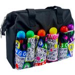 Versatile Large Bingo Daubers Bag | 8 Pockets | Bingo Accessories & Makeup Case | Zippered Carrying Bag Gifts | Bingo Card & Balls Pattern | Women's Storage Bags