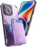 TORU MX PRO for iPhone 14 Pro Slim Hard Wallet Case | Dual Layer Protective Shockproof Cover with Built-in Magnets for MagSafe Compatible | Detachable Sliding Card Holder for 3 Cards - Purple