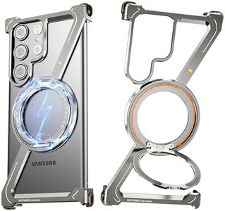 NIFBANG Z Shape for Samsung Galaxy S24 Ultra Phone Case with Magsafe,Frameless Metal with Magnetic Ring Stand,360°Rotating Kickstand Protective Case,Slim Shockproof Cover for Samsung Galaxy S24 Ultra