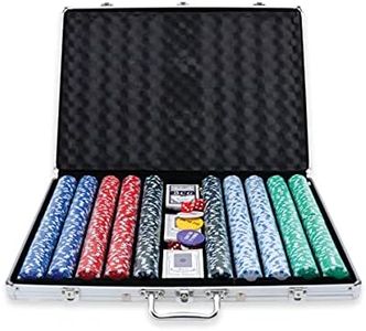 PARTY CENTRAL New Poker Chip Set - Poker Set with Aluminum Case, Dices and Card Casino Chips for Texas Holdem Blackjack Gambling (1000 pcs Chips 6 Dices)