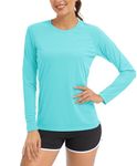 TACVASEN Long Sleeve Running Top Women Summer UV Protection Tops UPF Outdoor Trekking Sun Shirts Quick Dry Work Tee Shirts Rowing Surf Rash Guard Lake Blue