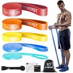FitBeast Resistance Bands Set, 5 Levels Pull Up Bands for Bodyweight Training, Powerlifting, Muscle Building, Home Gym Workout, Stretching, Stretch Bands with Door Anchor (Multicolor 5-100 LBS)