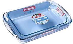 Pyrex Classic 2 Piece Rectangular Glass Baking Roasting Bake Roaster Dish Set