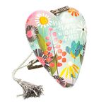 DEMDACO Friendship Starts In Loving Hearts Summer Floral 4 x 3 Heart Shaped Resin Keepsake Art Hearts Decoration with Key and Tassel