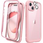 Diaclara Designed for iPhone 15 phone Case, Full Body Rugged Case with Built-in Touch Sensitive Anti-Scratch Screen Protector, with Camera Lens Protector for iPhone 15 6.1" (Coral Pink)