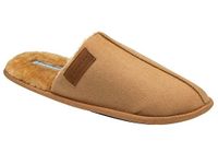 DUNLOP Mens Mule Slippers Soft Faux Suede Fasux Fur Textile Comfy Cosy Slip On Warm Lining Outdoor Sole UK 7-12 (UK, Count Mule Chestnut, 8)