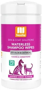 Nootie Waterless Shampoo Wipes for Dogs & Cats - Long Lasting Japanese Cherry Blossom Fragrance - Sold in Over 10,000 Vet Clinics and Pet Stores Worldwide, Made in USA - 70 Count