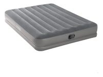 INTEX 64114E Dura-Beam Standard Prestige Air Mattress: Fiber-Tech – Queen Size – Built-in USB Electric Pump – 12in Bed Height – 600lb Weight Capacity