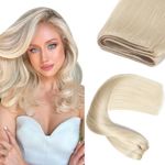 XDhair Weft Hair Extensions Human Hair 80g Platinum Blonde Sew in Hair Extensions Straight Weave in Hair Extensions for Women14inch #60