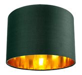 Contemporary and Chic Forest Green Cotton 10" Table or Pendant Circular Drum Lamp Shade with Shiny Copper Inner - 60watt Maximum by Happy Homewares