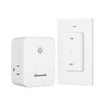 DEWENWILS Remote Control Outlet, Wireless Light Switch with 2 Side Outlets, No Interference Remote Outlet Switch, No Wiring, 15A/1875W, 100 FT Range, Compact Design, Programmable