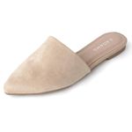 J. Adams Lennox Mules for Women - Closed Pointed Toe Flat Heel Slides, Light Clay Vegan Suede, 11