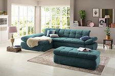 Fabrique Elementra L-Shaped Sofa Bed 5 Seater Linen Fabric Sofa Set - Premium Furniture for Home Office, Guests, and Contemporary, Comfortable Living Rooms (Left Hand Side) - Teal Blue