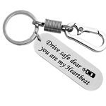 SUHAAVANA Customize Personalized Laser engraved Drive Safe Keychain Gifts for Husband Dad Boyfriend Valentines Day Father's day Birthday (Heartbeat)