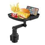 Hudhowks Cup Holder Expander Table | Car Tray Table Passenger Seats,Car Tray for Eating with Phone Slot and Swivel Arm, Car Food Table for Most Cup Holders, Road Trip Car Accessory