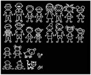 Create Your Own Stick Family Vinyl Decal | White | Made in USA by Foxtail Decals | for Car Windows, Tablets, Laptops, Water Bottles, etc. | Characters are 1.4-4.3 Inches Tall