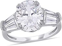 Abbie+Cleo 6.5 CT TGW Women's Cubic Zirconia Ring - Anillo de Mujer - Rhodium Plated 925 Sterling Silver - Statement Ring (Oval and Baguette Shape - Size 5)