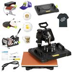 F2C Pro 5 in 1 Swing-away Digital Transfer Sublimation Heat Press Machine Hat/Mug/Plate/Cap/T-shirt Multifunction New Black(5 in 1)