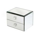 American Atelier 2-Drawer Mirror Jewelry Box with Beads, 6.2 by 4.7 by 4.7-Inch, Silver