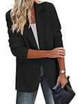 Zeagoo Blazer Jakets for Women Fashion Casual Long Sleeve V Neck Button Front Blazer for Bussiness Black