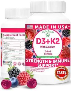 Lunakai USA Made Vitamin D3 K2 Gummies with Calcium for Women, Men & Kids - 3-in-1 Supplement for Bone Health and Immune Support, Vegan 60ct
